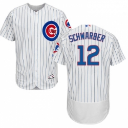 Mens Majestic Chicago Cubs 12 Kyle Schwarber White Home Flex Base Authentic Collection MLB Jersey