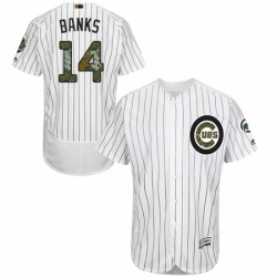 Mens Majestic Chicago Cubs 14 Ernie Banks Authentic White 2016 Memorial Day Fashion Flex Base MLB Jersey