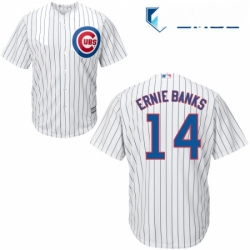 Mens Majestic Chicago Cubs 14 Ernie Banks Replica White Home Cool Base MLB Jersey