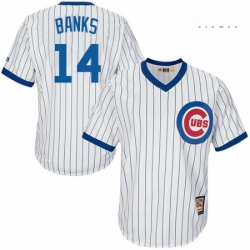 Mens Majestic Chicago Cubs 14 Ernie Banks Replica White Home Cooperstown MLB Jersey