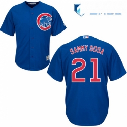 Mens Majestic Chicago Cubs 21 Sammy Sosa Replica Royal Blue Alternate Cool Base MLB Jersey