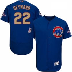 Mens Majestic Chicago Cubs 22 Jason Heyward Authentic Royal Blue 2017 Gold Champion Flex Base MLB Jersey