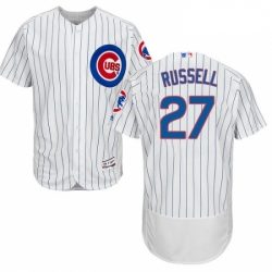 Mens Majestic Chicago Cubs 27 Addison Russell White Home Flex Base Authentic Collection MLB Jersey