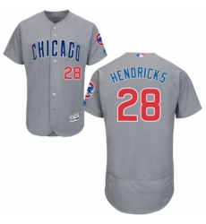 Mens Majestic Chicago Cubs 28 Kyle Hendricks Grey Road Flexbase Authentic Collection MLB Jersey