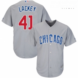 Mens Majestic Chicago Cubs 41 John Lackey Replica Grey Road Cool Base MLB Jersey