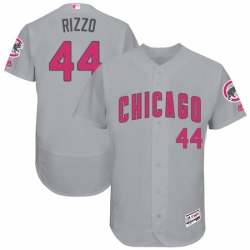 Mens Majestic Chicago Cubs 44 Anthony Rizzo Grey Mothers Day Flexbase Authentic Collection MLB Jersey