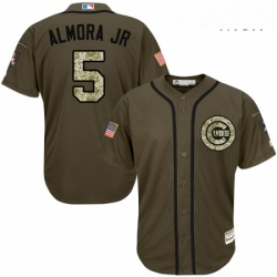 Mens Majestic Chicago Cubs 5 Albert Almora Jr Authentic Green Salute to Service MLB Jersey 