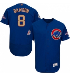 Mens Majestic Chicago Cubs 8 Andre Dawson Authentic Royal Blue 2017 Gold Champion Flex Base MLB Jersey