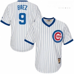 Mens Majestic Chicago Cubs 9 Javier Baez Authentic White Home Cooperstown MLB Jersey