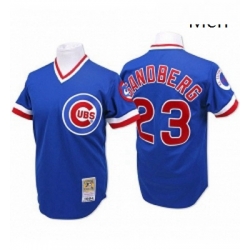 Mens Mitchell and Ness Chicago Cubs 23 Ryne Sandberg Replica Blue Throwback MLB Jersey