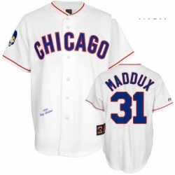 Mens Mitchell and Ness Chicago Cubs 31 Greg Maddux Authentic White 1988 Throwback MLB Jersey