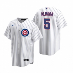 Mens Nike Chicago Cubs 5 Albert Almora Jr White Home Stitched Baseball Jersey