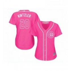 Womens Chicago Cubs 20 Brandon Kintzler Authentic Pink Fashion Baseball Jersey 