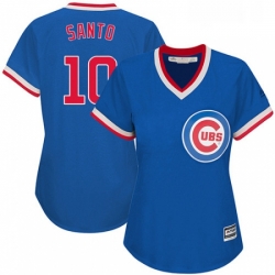 Womens Majestic Chicago Cubs 10 Ron Santo Authentic Royal Blue Cooperstown MLB Jersey