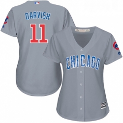 Womens Majestic Chicago Cubs 11 Yu Darvish Replica Grey Road MLB Jersey 