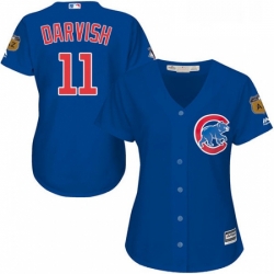 Womens Majestic Chicago Cubs 11 Yu Darvish Replica Royal Blue Alternate MLB Jersey 