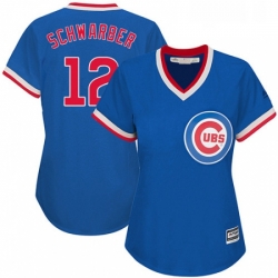 Womens Majestic Chicago Cubs 12 Kyle Schwarber Authentic Royal Blue Cooperstown MLB Jersey