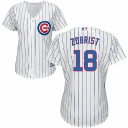 Womens Majestic Chicago Cubs 18 Ben Zobrist Replica White Home Cool Base MLB Jersey