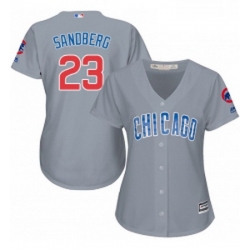 Womens Majestic Chicago Cubs 23 Ryne Sandberg Authentic Grey Road MLB Jersey