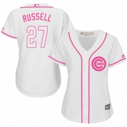 Womens Majestic Chicago Cubs 27 Addison Russell Authentic White Fashion MLB Jersey