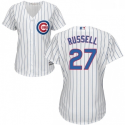 Womens Majestic Chicago Cubs 27 Addison Russell Authentic White Home Cool Base MLB Jersey