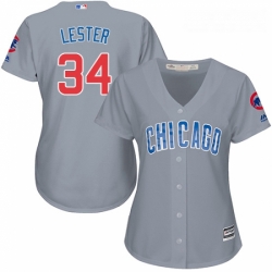 Womens Majestic Chicago Cubs 34 Jon Lester Authentic Grey Road MLB Jersey