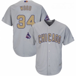 Womens Majestic Chicago Cubs 34 Kerry Wood Authentic Gray 2017 Gold Champion MLB Jersey