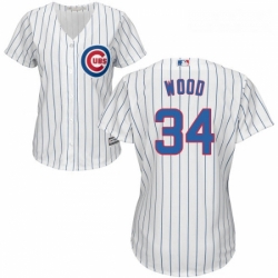 Womens Majestic Chicago Cubs 34 Kerry Wood Authentic White Home Cool Base MLB Jersey