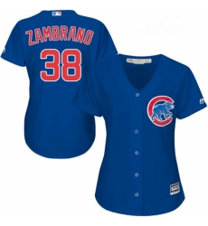 Womens Majestic Chicago Cubs 38 Carlos Zambrano Replica Royal Blue Alternate MLB Jersey