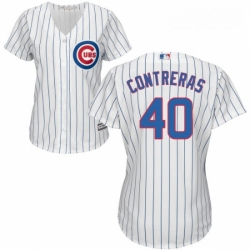 Womens Majestic Chicago Cubs 40 Willson Contreras Replica White Home Cool Base MLB Jersey