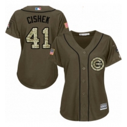 Womens Majestic Chicago Cubs 41 Steve Cishek Authentic Green Salute to Service MLB Jersey 