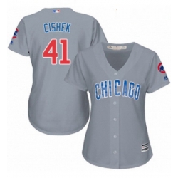 Womens Majestic Chicago Cubs 41 Steve Cishek Replica Grey Road MLB Jersey 