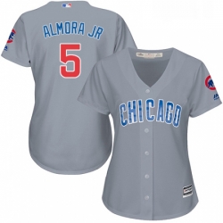 Womens Majestic Chicago Cubs 5 Albert Almora Jr Replica Grey Road MLB Jersey 