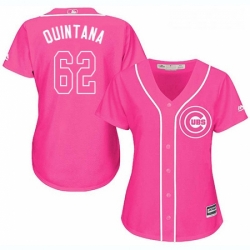 Womens Majestic Chicago Cubs 62 Jose Quintana Authentic Pink Fashion MLB Jersey 