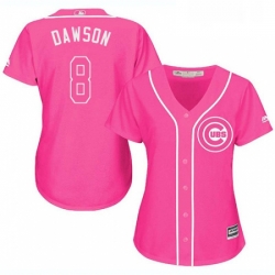 Womens Majestic Chicago Cubs 8 Andre Dawson Replica Pink Fashion MLB Jersey