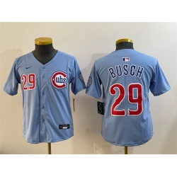 Youth Chicago Cubs 29 Michael Busch Blue Limited Stitched Baseball Jersey