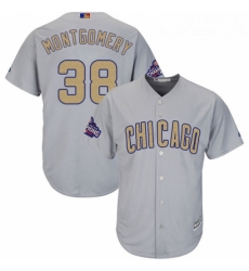 Youth Majestic Chicago Cubs 38 Mike Montgomery Authentic Gray 2017 Gold Champion Cool Base MLB Jersey