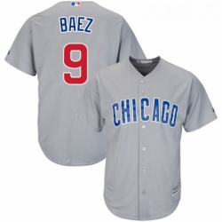 Youth Majestic Chicago Cubs 9 Javier Baez Authentic Grey Road Cool Base MLB Jersey