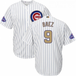 Youth Majestic Chicago Cubs 9 Javier Baez Authentic White 2017 Gold Program Cool Base MLB Jersey