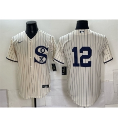 Men Chicago White Sox 12 Colson Montgomery Cream Cool Base Stitched Baseball Jersey Men Chicago White Sox 12 Colson Montgomery Cream Cool Base Stitched Baseball Jersey