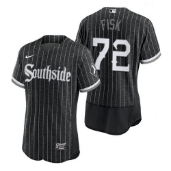 Men's Chicago White Sox Southside Carlton Fisk Black Authentic Jersey