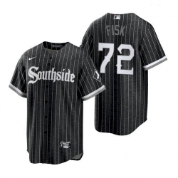 Men's Chicago White Sox Southside Carlton Fisk Black Replica Jersey