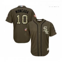 Mens Majestic Chicago White Sox 10 Yoan Moncada Authentic Green Salute to Service MLB Jerseys 