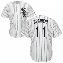 Mens Majestic Chicago White Sox 11 Luis Aparicio White Home Flex Base Authentic Collection MLB Jersey