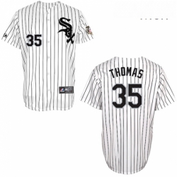 Mens Majestic Chicago White Sox 35 Frank Thomas Authentic White w75th Anniversary Commemorative Patch MLB Jersey