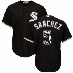 Mens Majestic Chicago White Sox 5 Yolmer Sanchez Authentic Black Team Logo Fashion Cool Base MLB Jersey 