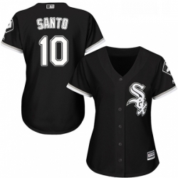 Womens Majestic Chicago White Sox 10 Ron Santo Replica Black Alternate Home Cool Base MLB Jersey