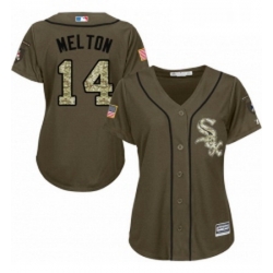 Womens Majestic Chicago White Sox 14 Bill Melton Replica Green Salute to Service MLB Jersey