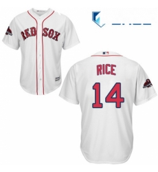 Youth Majestic Boston Red Sox 14 Jim Rice Authentic White Home Cool Base 2018 World Series Champions MLB Jersey
