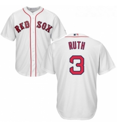 Youth Majestic Boston Red Sox 3 Babe Ruth Replica White Home Cool Base MLB Jersey